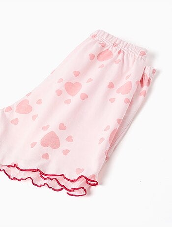Pijama de manga corta de algodón con estampado de corazones