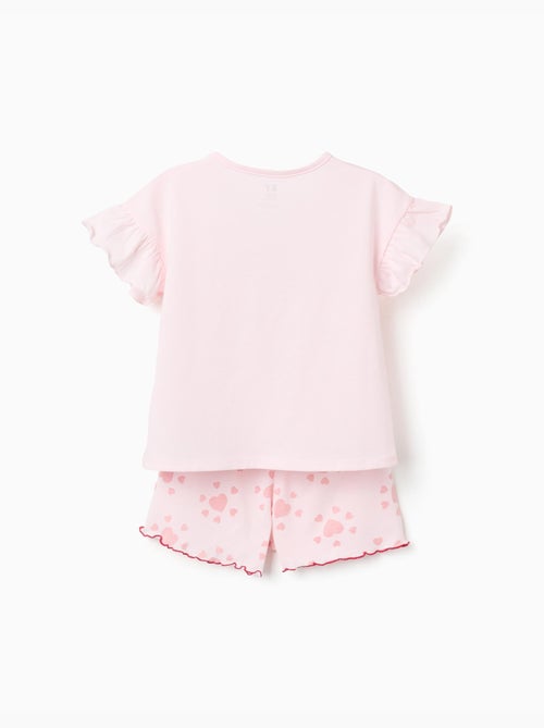 Pijama de manga corta de algodón con estampado de corazones - Kiabi
