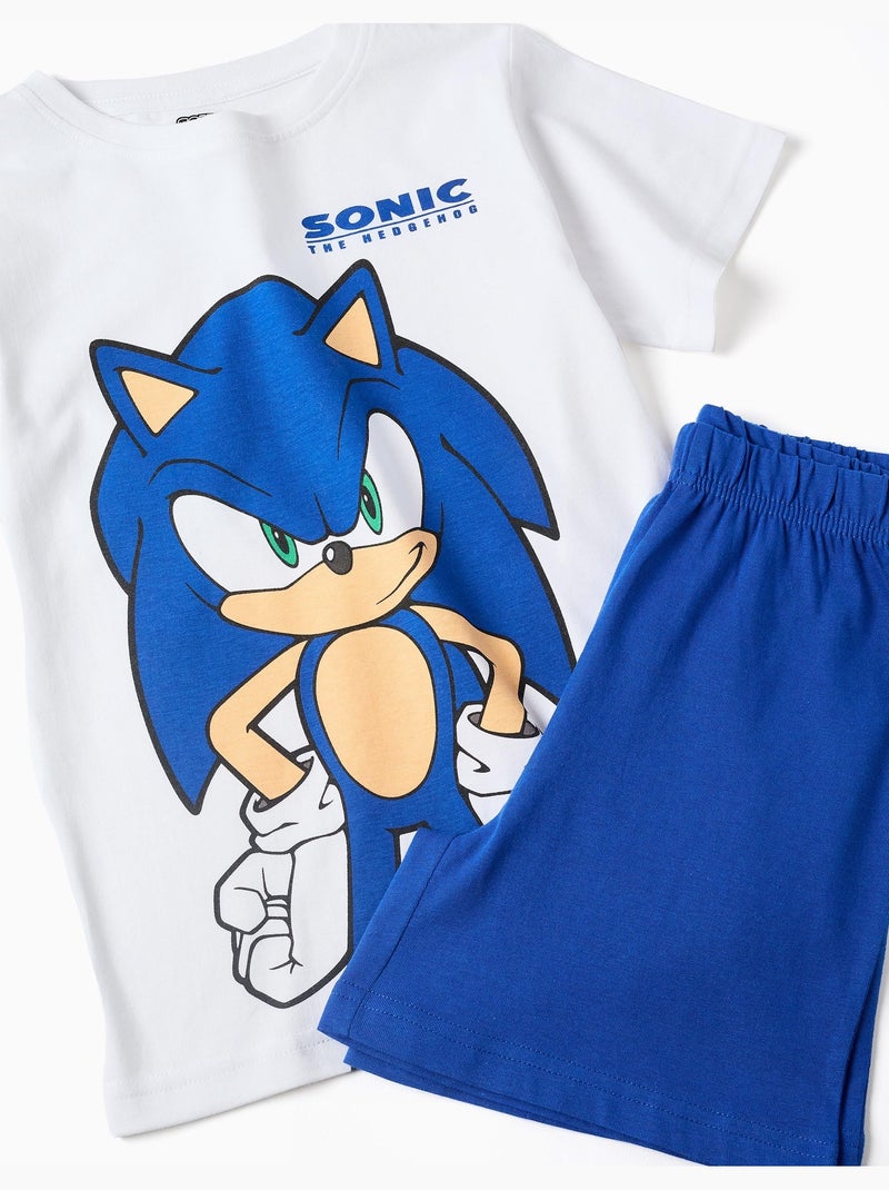 Pijama de manga corta de algodón con estampado de Sonic Blanco - Kiabi