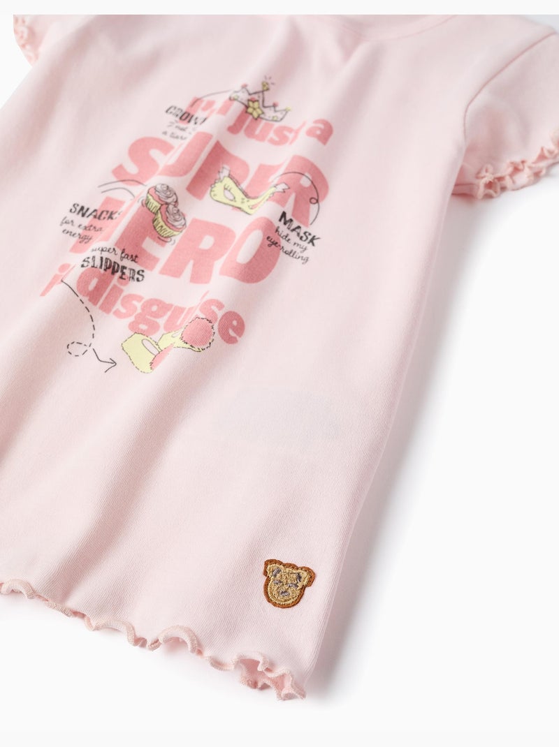 Pijama de manga corta de algodón con estampado Superhero Rosa claro - Kiabi