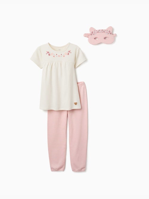 Pijama de manga corta de algodón con máscara acolchada - Kiabi