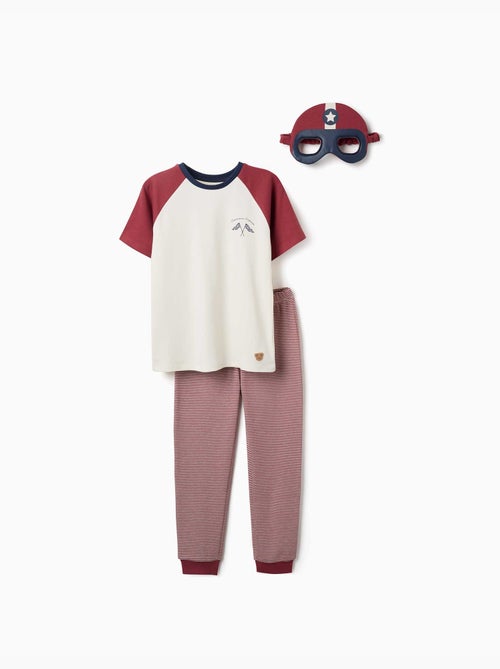 Pijama de manga corta de algodón con máscara acolchada - Kiabi Pijama de manga corta de algodón con máscara acolchada - Kiabi