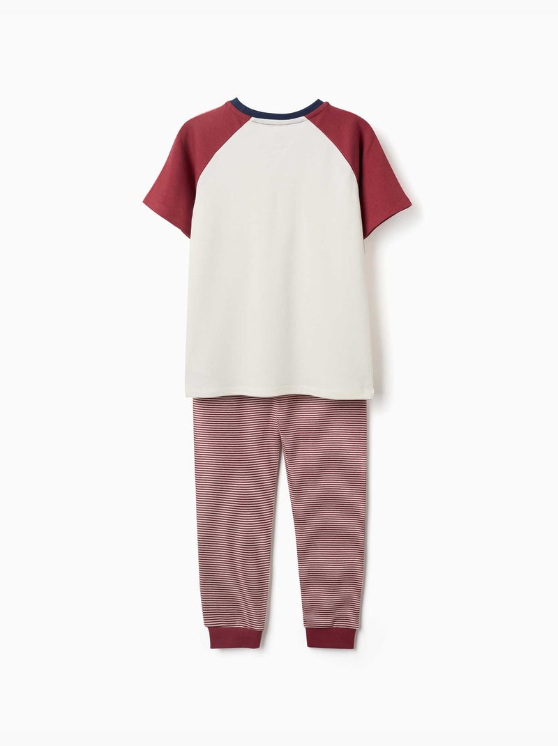 Pijama de manga corta de algodón con máscara acolchada Rojo oscuro - Kiabi