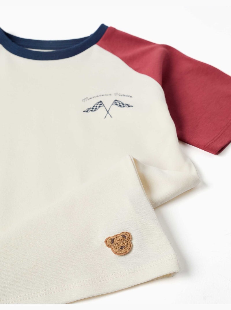 Pijama de manga corta de algodón con máscara acolchada Rojo oscuro - Kiabi