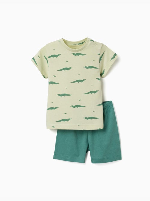 Pijama de manga corta de algodón con motivo de cocodrilo - Kiabi