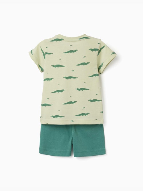 Pijama de manga corta de algodón con motivo de cocodrilo - Kiabi