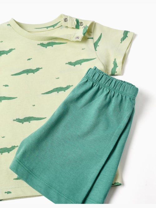Pijama de manga corta de algodón con motivo de cocodrilo - Kiabi