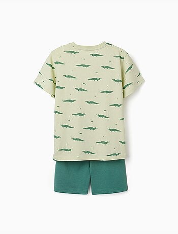 Pijama de manga corta de algodón con motivo de cocodrilos