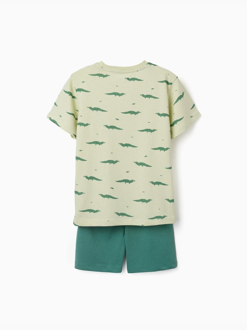 Pijama de manga corta de algodón con motivo de cocodrilos Verde claro - Kiabi