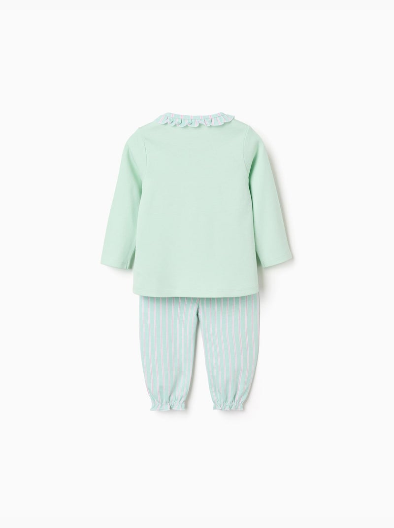Pijama de manga larga a rayas Verde claro - Kiabi