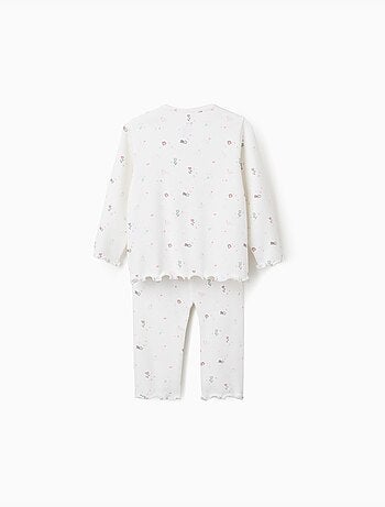 Pijama de manga larga acanalado con flores y estrellas