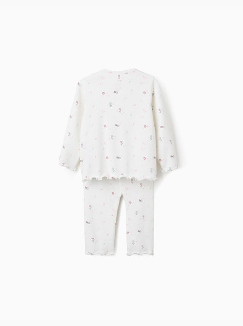 Pijama de manga larga acanalado con flores y estrellas - Kiabi
