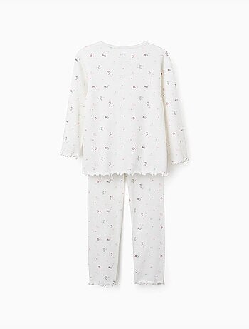 Pijama de manga larga acanalado con flores y estrellas