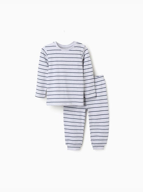 Pijama de manga larga acanalado y a rayas - Kiabi