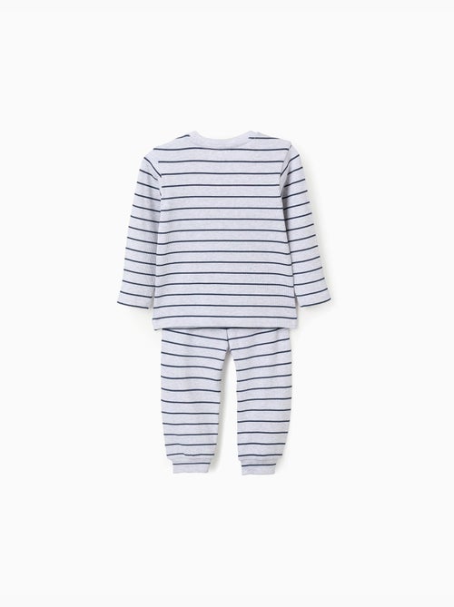 Pijama de manga larga acanalado y a rayas - Kiabi