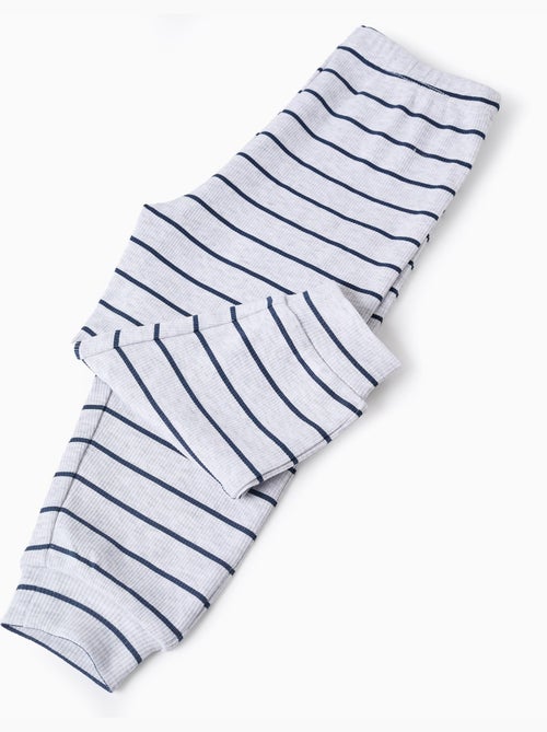 Pijama de manga larga acanalado y a rayas - Kiabi