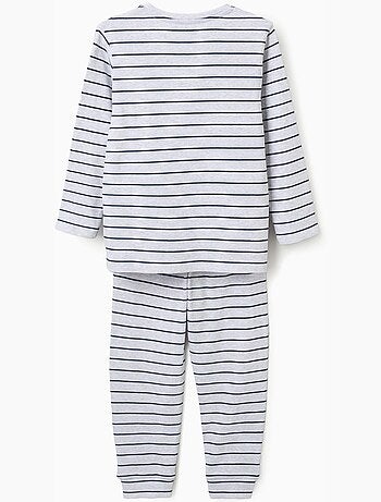 Pijama de manga larga acanalado y a rayas