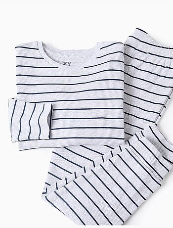 Pijama de manga larga acanalado y a rayas