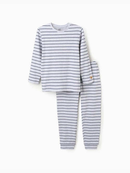 Pijama de manga larga acanalado y a rayas - Kiabi
