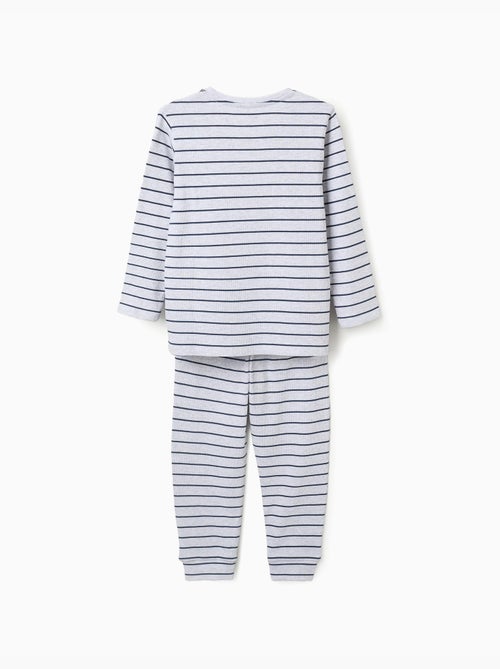 Pijama de manga larga acanalado y a rayas - Kiabi