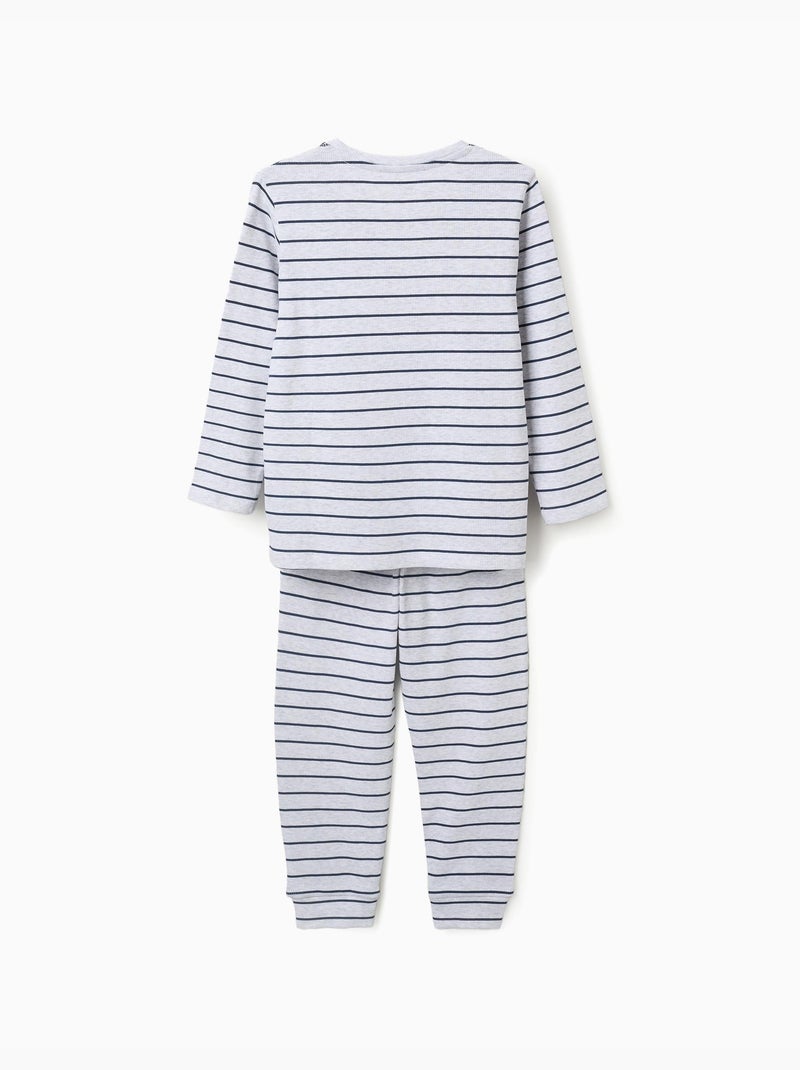 Pijama de manga larga acanalado y a rayas Gris - Kiabi