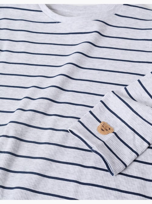 Pijama de manga larga acanalado y a rayas - Kiabi