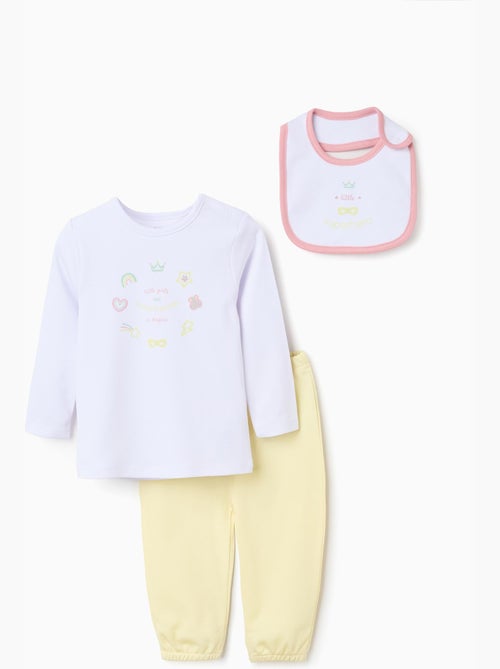 Pijama de manga larga + babero de algodón - Kiabi