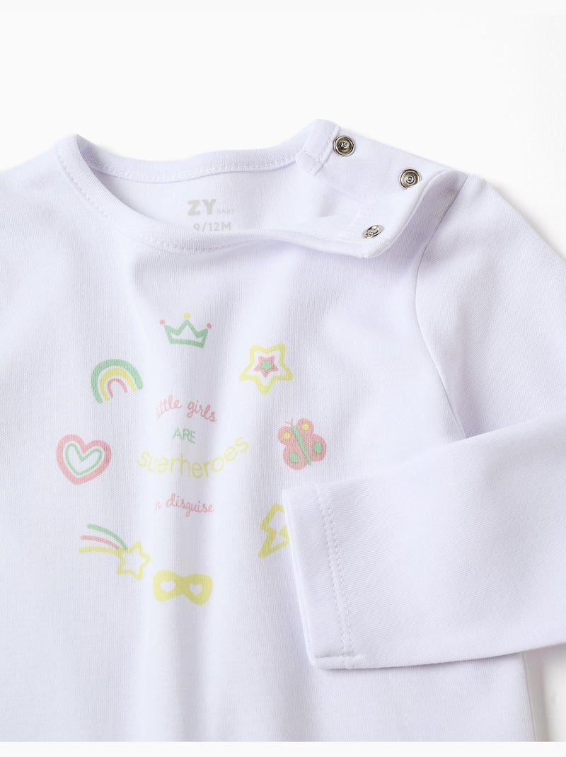 Pijama de manga larga + babero de algodón Blanco - Kiabi