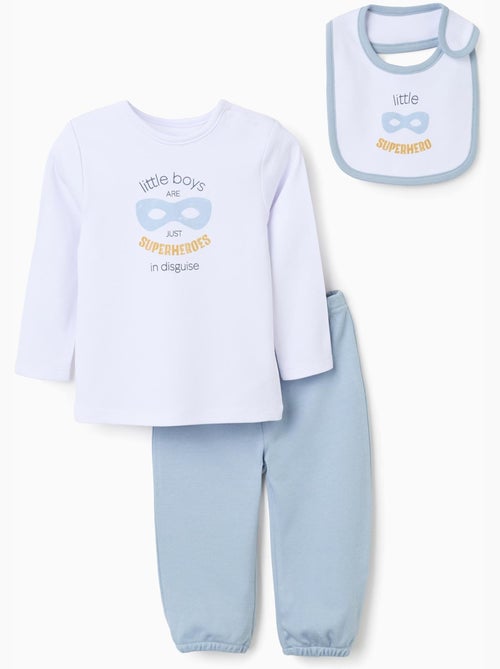 Pijama de manga larga + babero de algodón - Kiabi