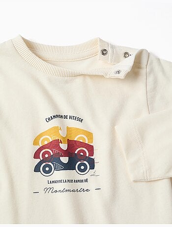Pijama de manga larga con estampado de coches de carreras