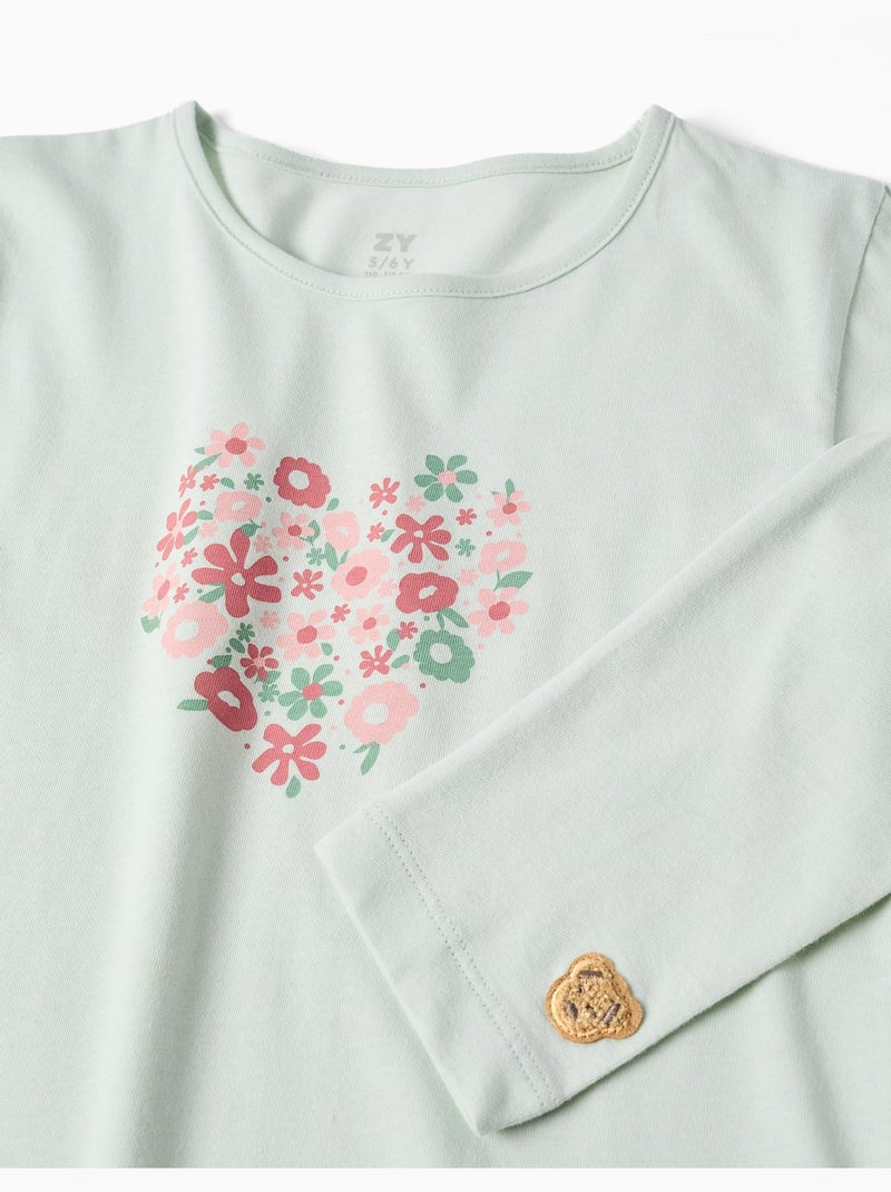Pijama de manga larga con estampado de flores Verde - Kiabi