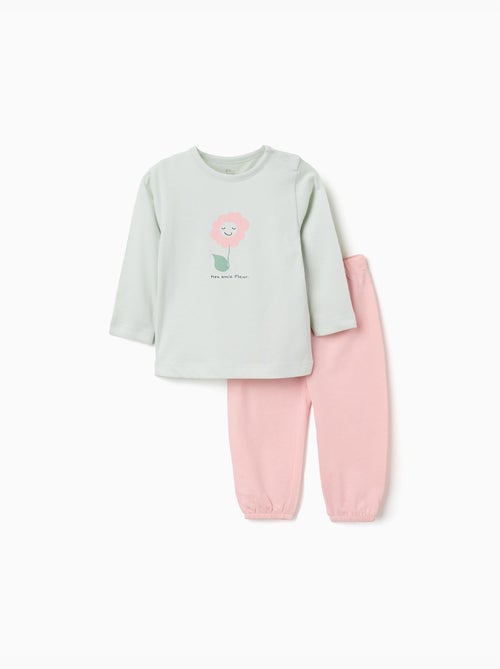 Pijama de manga larga con estampado de flores - Kiabi