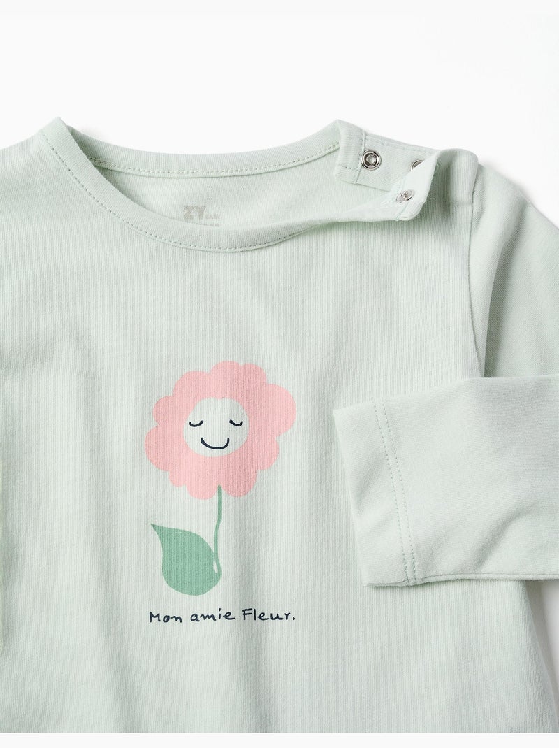 Pijama de manga larga con estampado de flores Verde - Kiabi