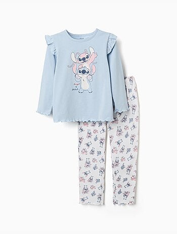 Pijama de manga larga con estampado de Stitch y Angel