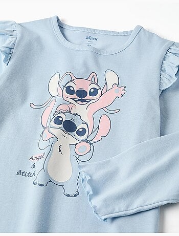 Pijama de manga larga con estampado de Stitch y Angel