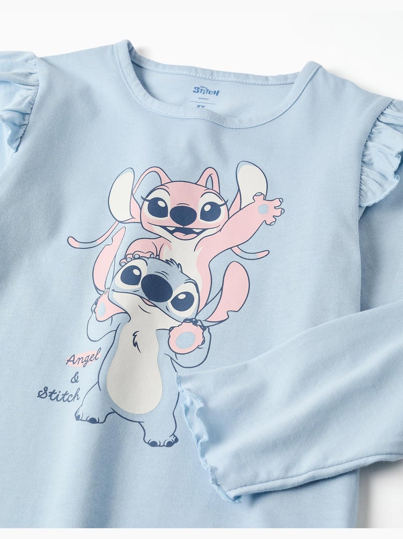 Pijama de manga larga con estampado de Stitch y Angel Azul claro - Kiabi