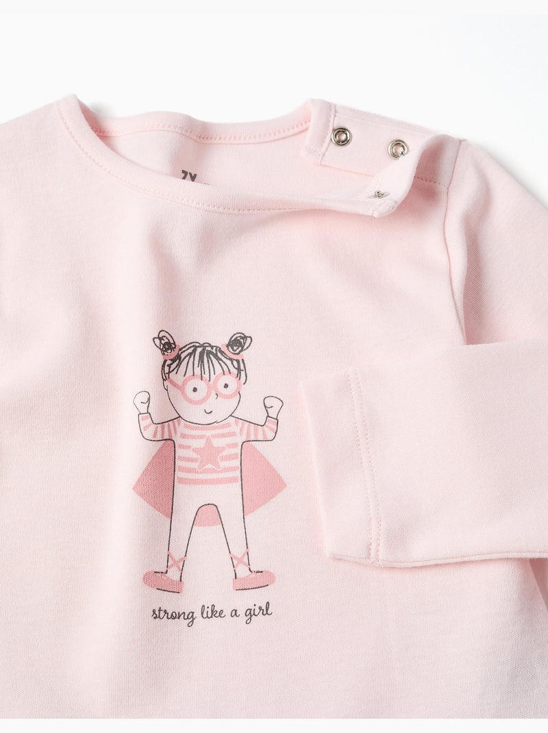Pijama de manga larga con estampado Rosa claro - Kiabi