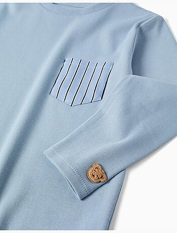 Pijama de manga larga de algodón a rayas