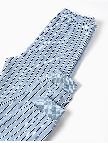 Pijama de manga larga de algodón a rayas