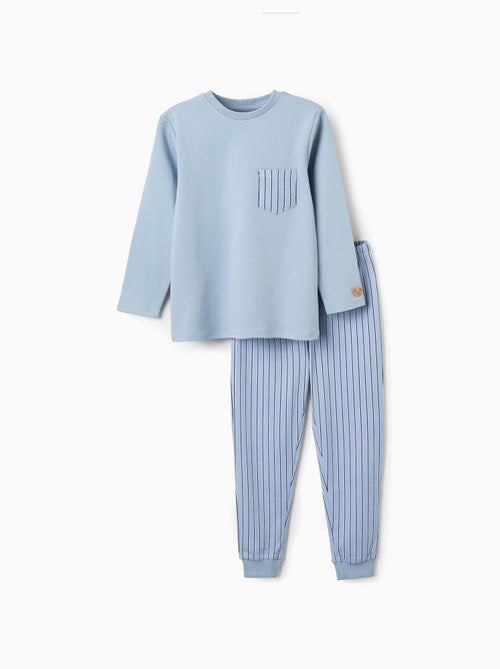 Pijama de manga larga de algodón a rayas - Kiabi