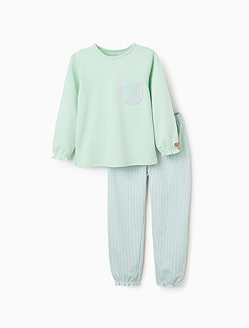 Pijama de manga larga de algodón a rayas