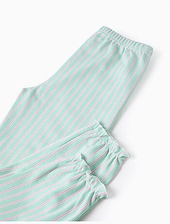 Pijama de manga larga de algodón a rayas