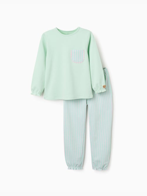Pijama de manga larga de algodón a rayas - Kiabi