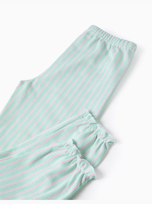 Pijama de manga larga de algodón a rayas - Kiabi