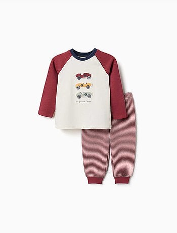 Pijama de manga larga de algodón con coches de carreras
