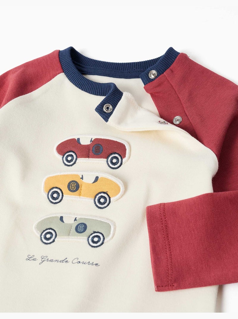 Pijama de manga larga de algodón con coches de carreras Rojo oscuro - Kiabi