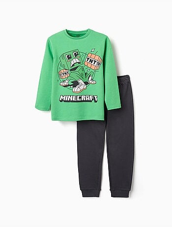 Pijama de manga larga de algodón con estampado de Minecraft