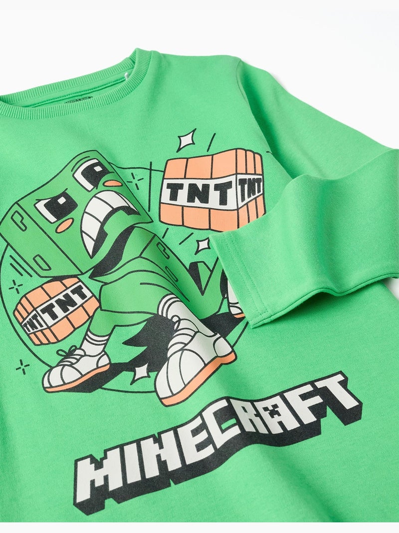 Pijama de manga larga de algodón con estampado de Minecraft Verde - Kiabi
