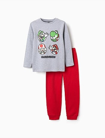 Pijama de manga larga de algodón con estampado de Super Mario