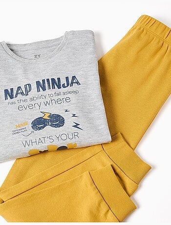 Pijama de manga larga de algodón con estampado Nap Ninja